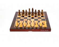 Dal Rossi Mahogany Finish Folding Chess Set, 16" 