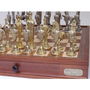 Dal Rossi Italy “Renaissance” Pewter Chess Set with 20″ Chessbox with ...