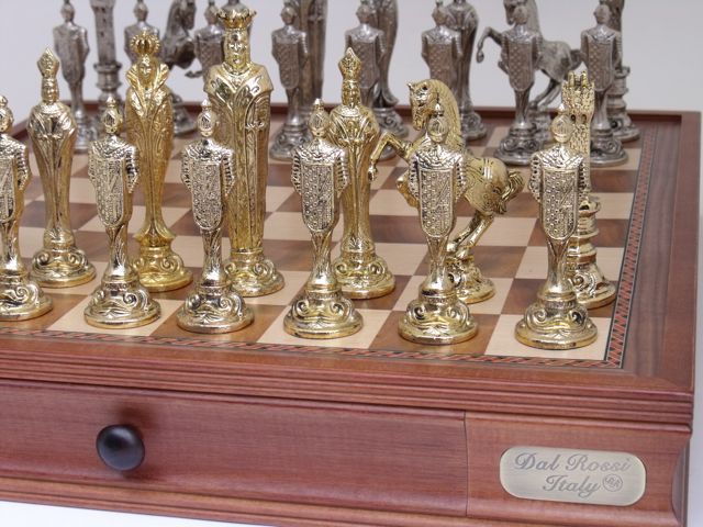 Dal Rossi Italy “renaissance” Pewter Chess Set With 20″ Chessbox With 