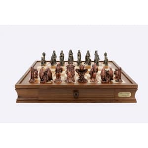 Dal Rossi Italy Chess Set on a 20" chess box L Ring Metal Chessmen-0