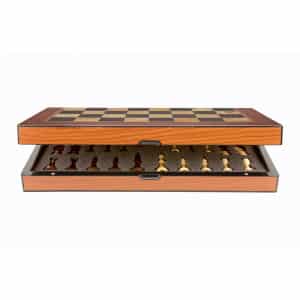 Dal Rossi Walnut Shiny Finish Folding Chess Set, 16" -1329