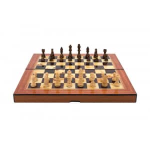 Dal Rossi Walnut Shiny Finish Folding Chess Set, 16" -0