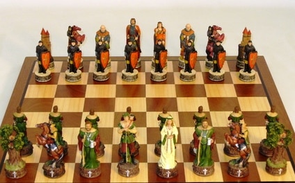 Dal Rossi 16" Chess BOX ONLY With Two Drawers + Robin Hood Polyresin Chessmen king 75mm-0