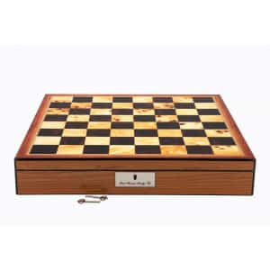 Dal Rossi Italy Chess Box Walnut Finish Chess Box 16” with compartments-0