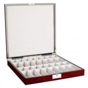 Dal Rossi Italy Chess Box Mahogany Finish 20" with compartments Silver & Titanium 101mm Double Weighted Chess Pieces-2084