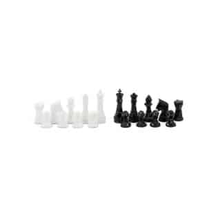 Dal Rossi Italy Chess Set with Diamond-Cut Black & White 85mm chessmen on a Walnut Finish Chess Box 16” with drawers-2147