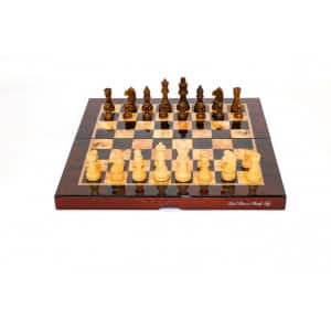Dal Rossi Mahogany Finish Folding Chess Set, 16" -0